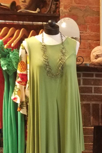 Green Asymmetric, Sleeveless Dress