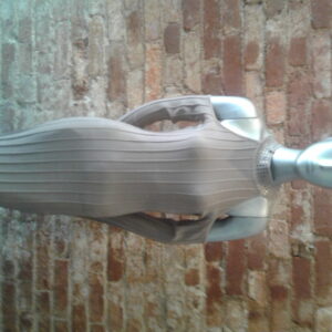 Beige Knit Dress with shoulder cutout